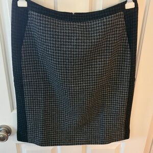 J. Crew Charcoal and Black Houndstooth Pencil Skirt